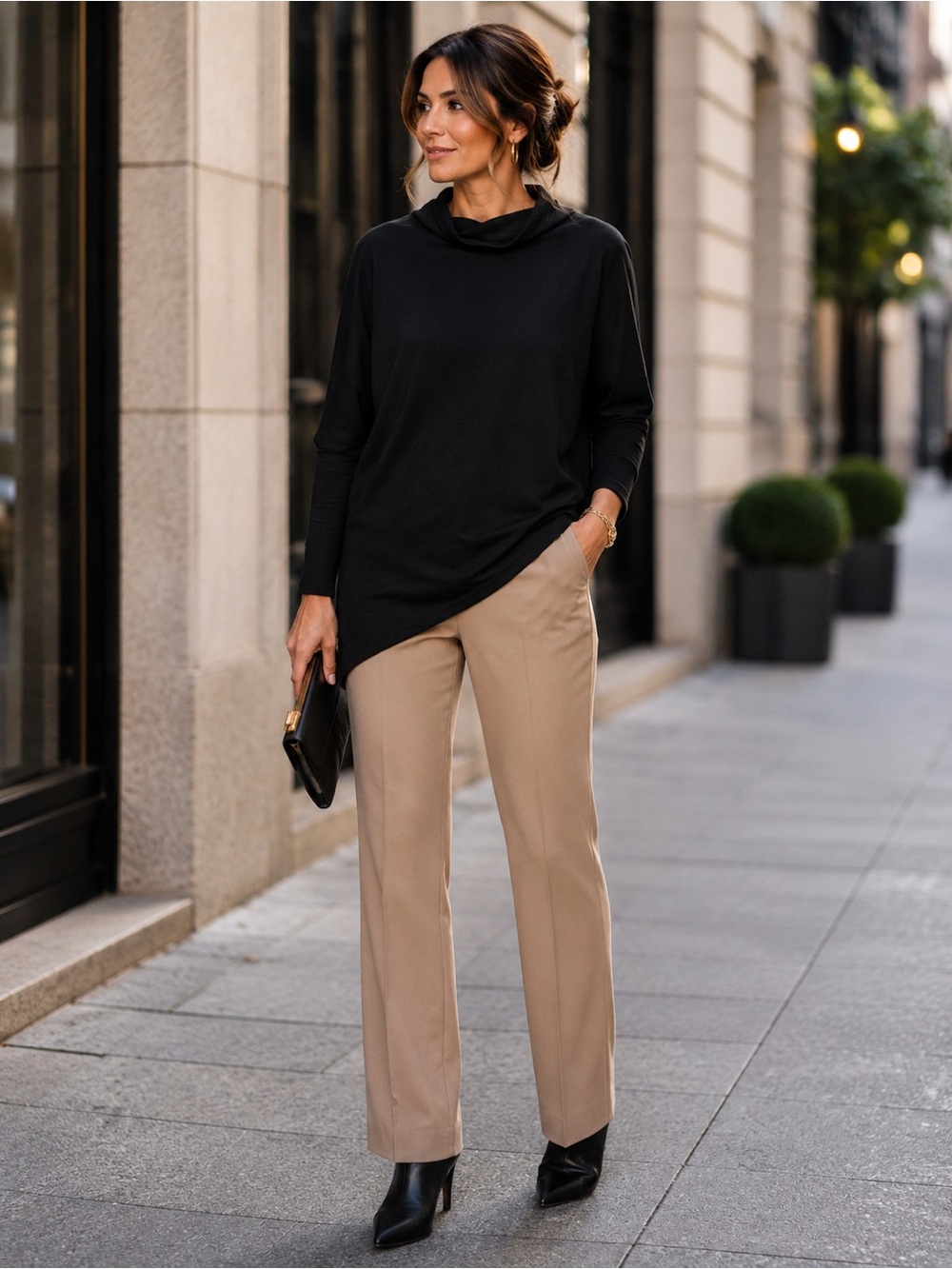 NWT Marcella Moda New York Asymmetrical Funnel Neck Sweatshirt Tunic Sz S